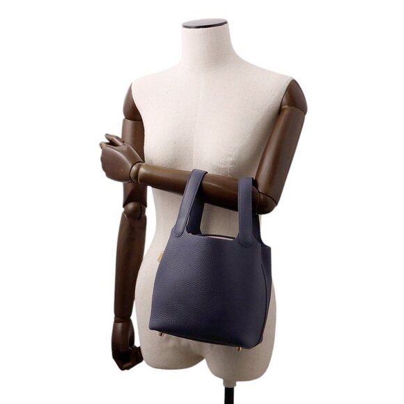 HERMES Picotin Lock Size PM Taurillon Clemence Blue Nuit - Picture 3 of 8